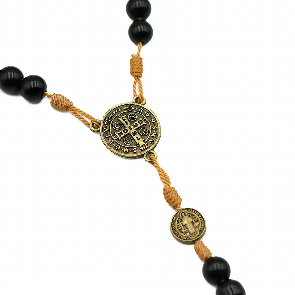 Terço Intercessor São Bento com Contas de Vidro