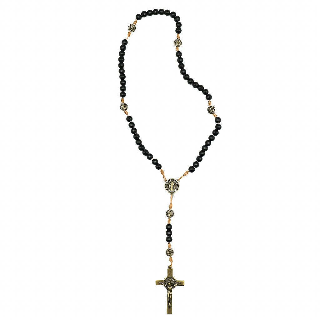 Terço Intercessor São Bento com Contas de Vidro