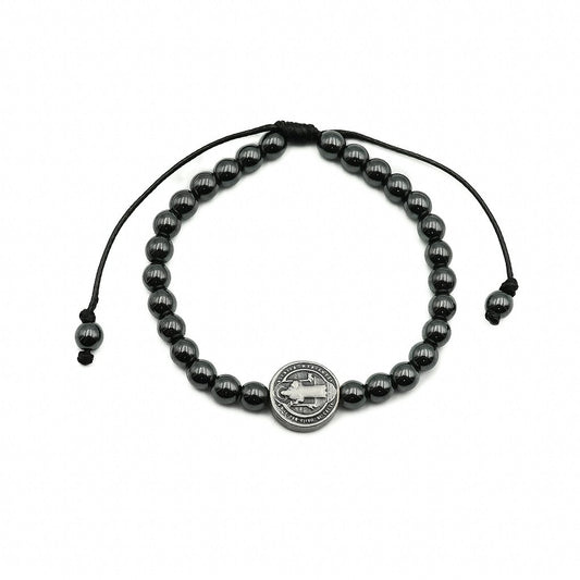 Pulseira Hematita Com Pai nosso Resinado - São Bento