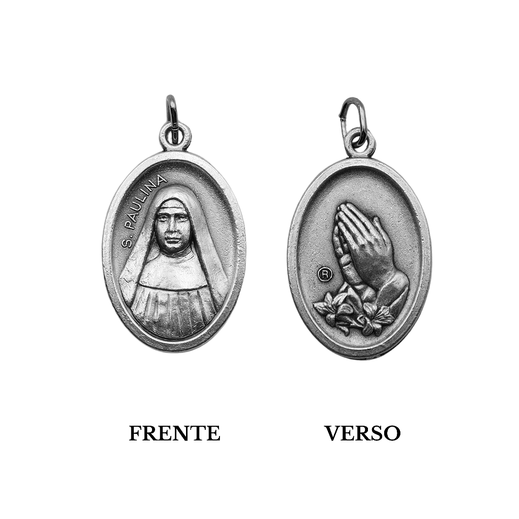 Medalha Santa Paulina e Mãos Rezando - Italiana