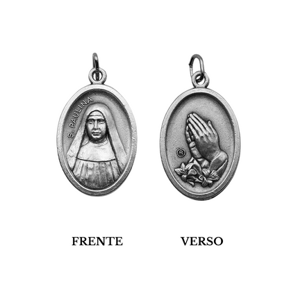 Medalha Santa Paulina e Mãos Rezando - Italiana