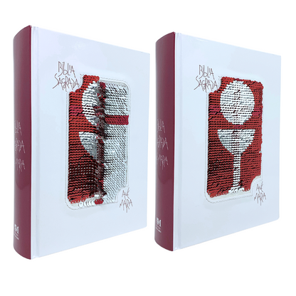 Bíblia Sagrada Ave-Maria Capa Dura com Lantejoula - Branca