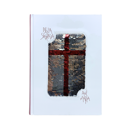 Bíblia Sagrada Ave-Maria Capa Dura com Lantejoula - Branca