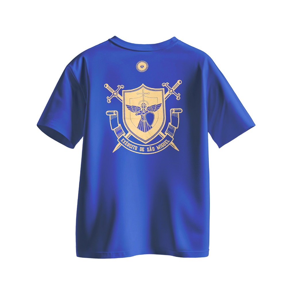 Camiseta de São Miguel Arcanjo Azul com oração - Adulto