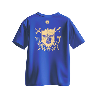 Camiseta de São Miguel Arcanjo Azul com oração - Adulto
