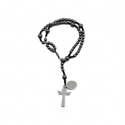 Terço de pulso 4mm Cruz e Pingente resinado São Miguel