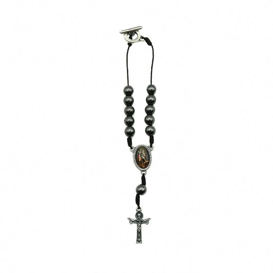 Dezena Carro Hematita 8mm no cordão - São Miguel verso São Cristóvão