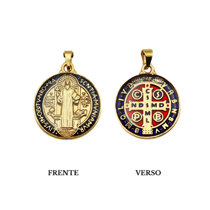 Medalha de São Bento 22 mm Dourada - Resinada