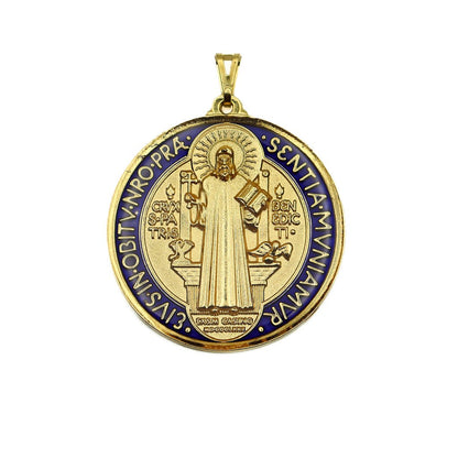 Medalha de São Bento 50 mm Dourada - Resinada