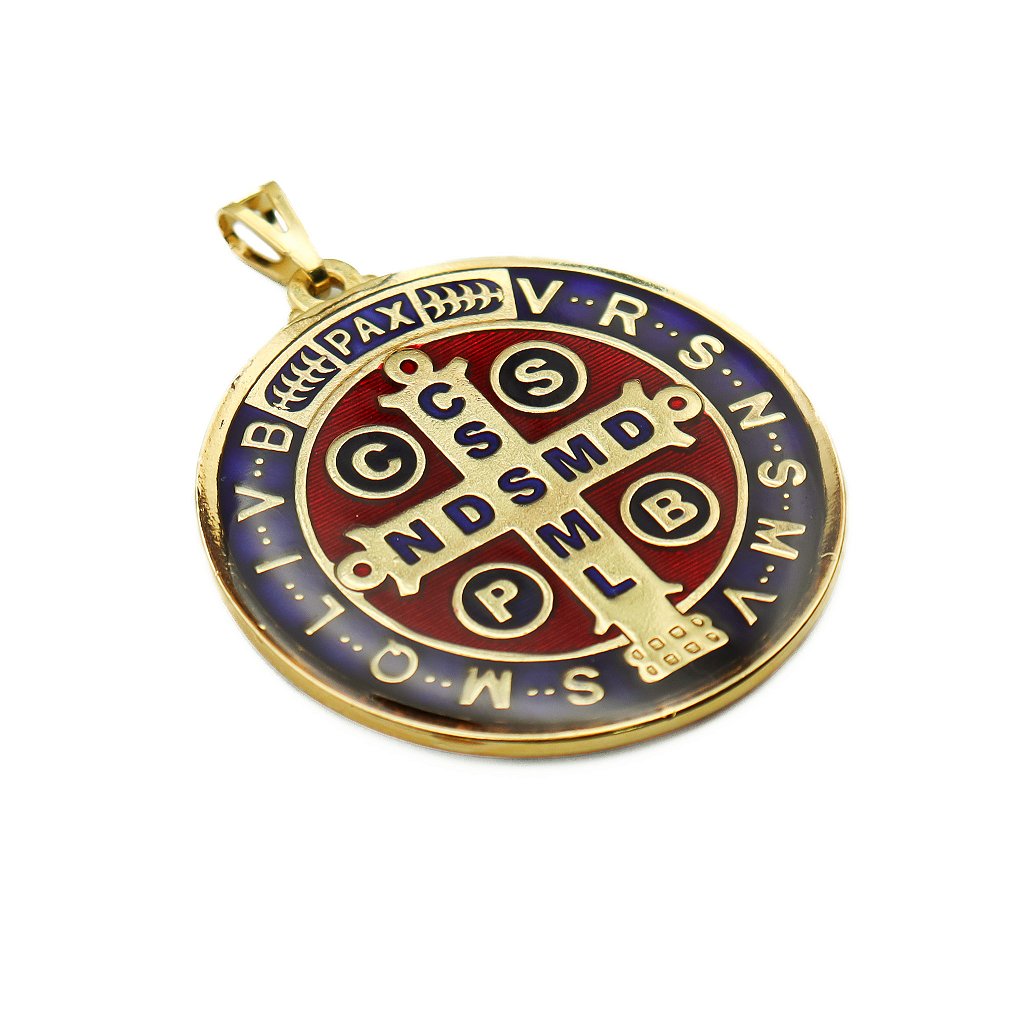 Medalha de São Bento 50 mm Dourada - Resinada