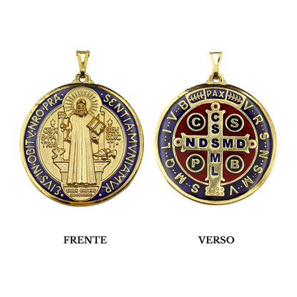 Medalha de São Bento 50 mm Dourada - Resinada