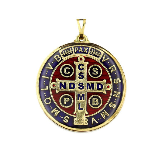 Medalha de São Bento 50 mm Dourada - Resinada