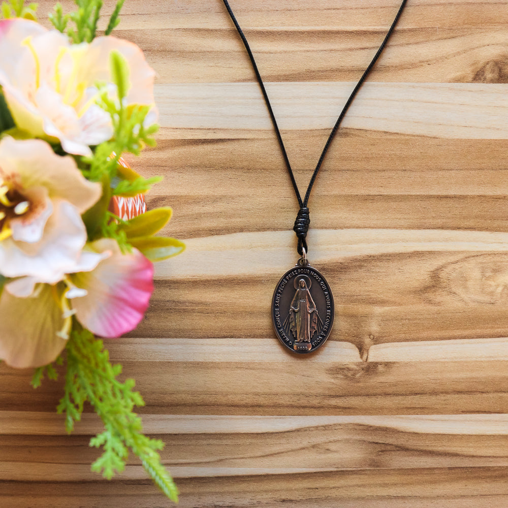 Cordão Medalha de Nossa Senhora das Graças 45mm Niquel