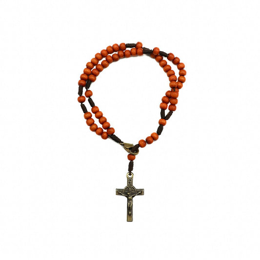 Pulseira Terço Acampamento Madeira 4mm Laranja