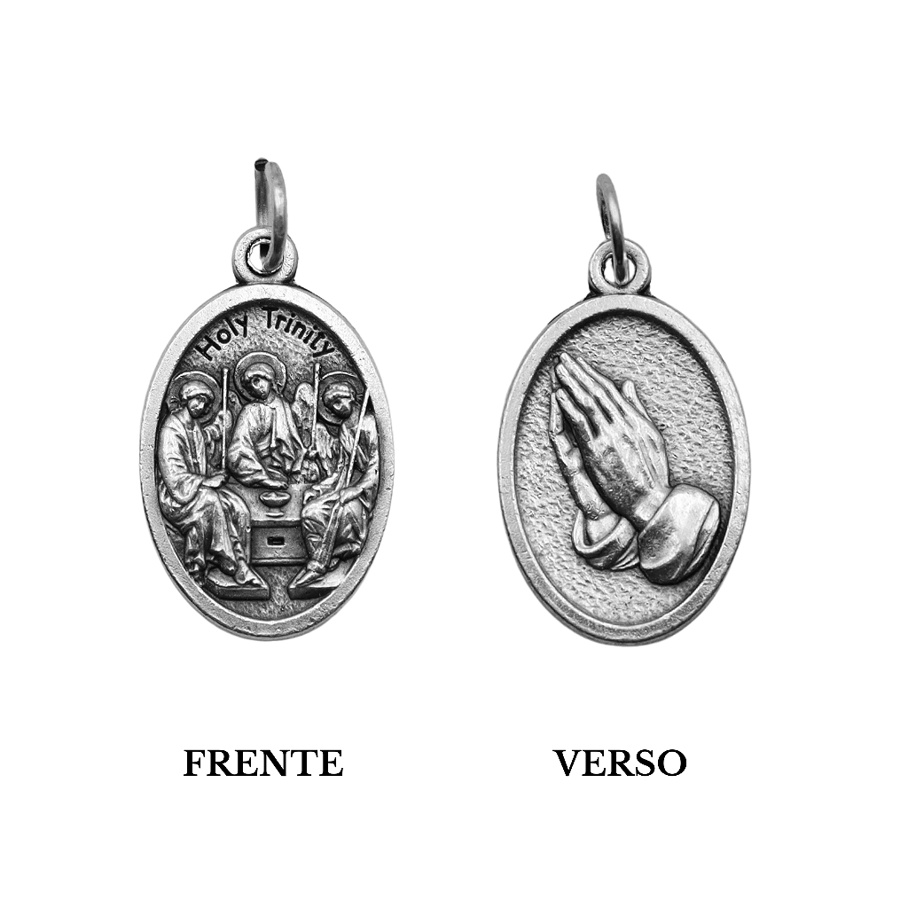 Medalha Santíssima Trindade e Mãos Rezando - Italiana