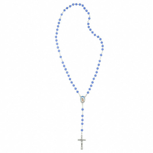 Terço Cristal Azul Leitoso - Medjugorje