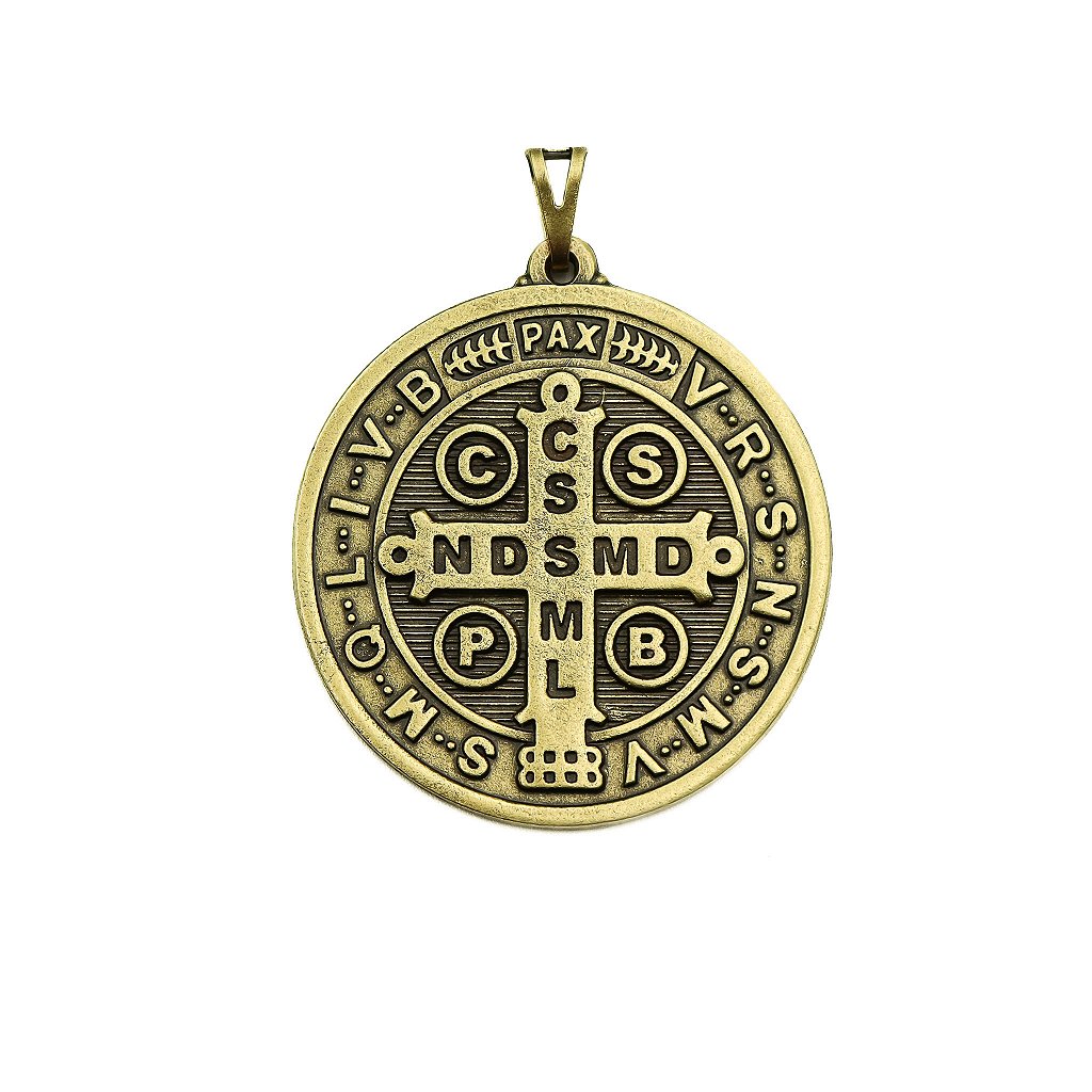 Medalha de São Bento 50 mm Ouro Velho
