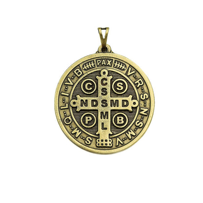 Medalha de São Bento 50 mm Ouro Velho