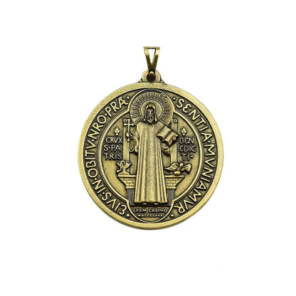 Medalha de São Bento 50 mm Ouro Velho