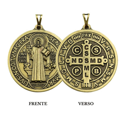Medalha de São Bento 50 mm Ouro Velho