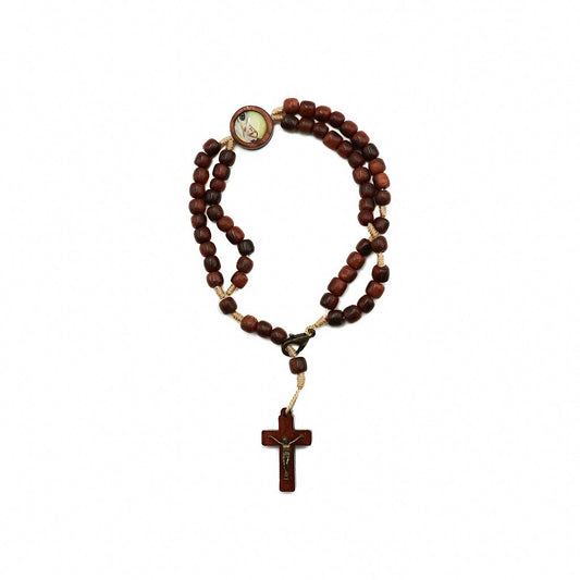 Pulseira Terço com Crucifixo e entre meio Nossa Senhora de Fátima