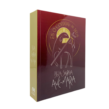 Bíblia Sagrada Ave-Maria - Capa Eis o Cordeiro de Deus Vermelha