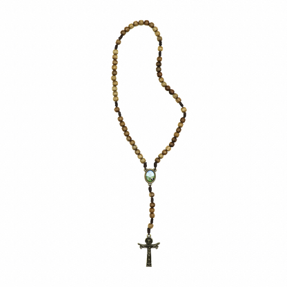 Terço 6mm Madeira Triangulo Nossa Senhora Fátima