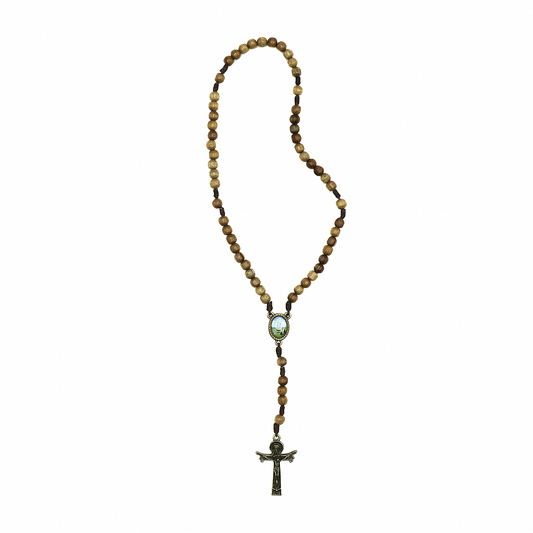 Terço 6mm Madeira Triangulo Nossa Senhora Fátima