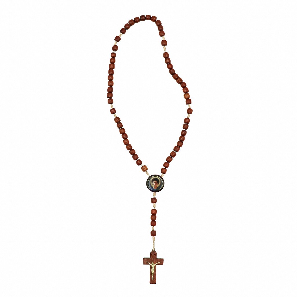 Terço Madeira Conta 8mm - Carlo Acutis