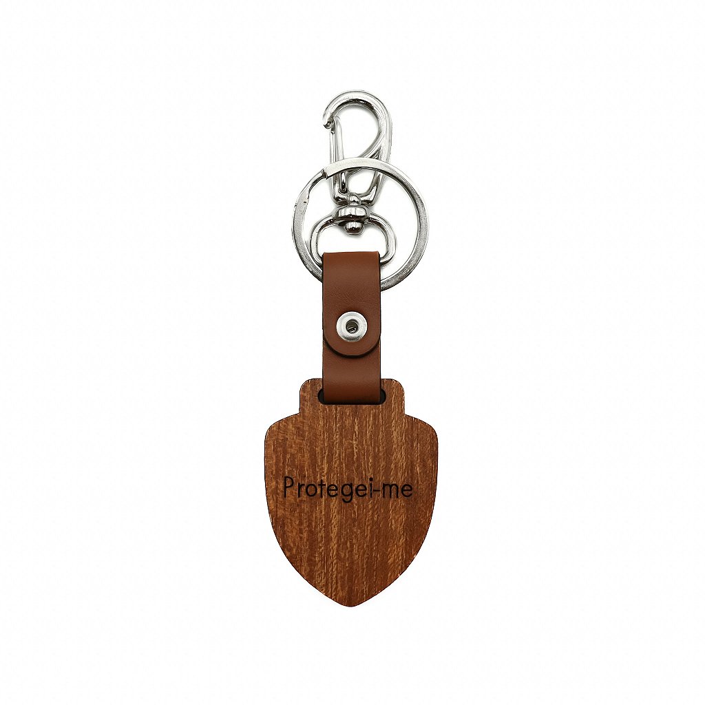 Chaveiro Escudo de Madeira São Cristóvão Prata Velho