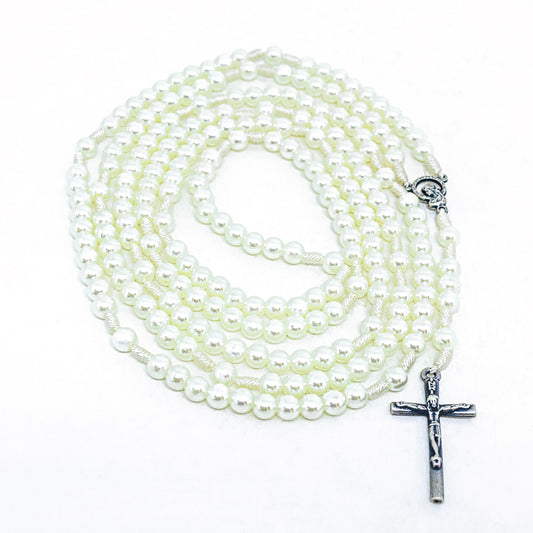 Rosário Pérola Creme 6mm