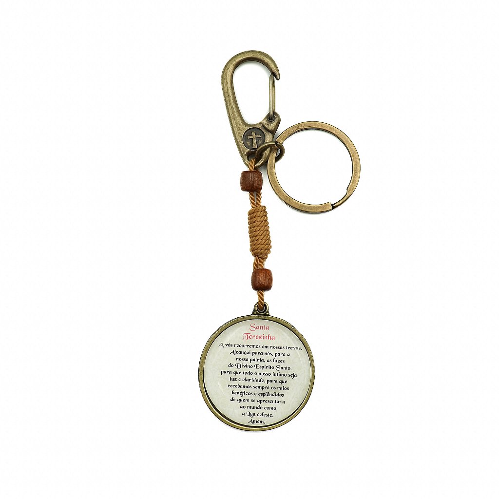 Chaveiro Redondo Mosquetão e Argola Santa Teresinha