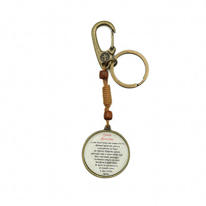 Chaveiro Redondo Mosquetão e Argola Santa Teresinha