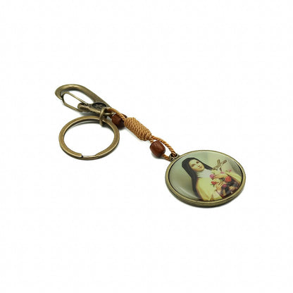 Chaveiro Redondo Mosquetão e Argola Santa Teresinha