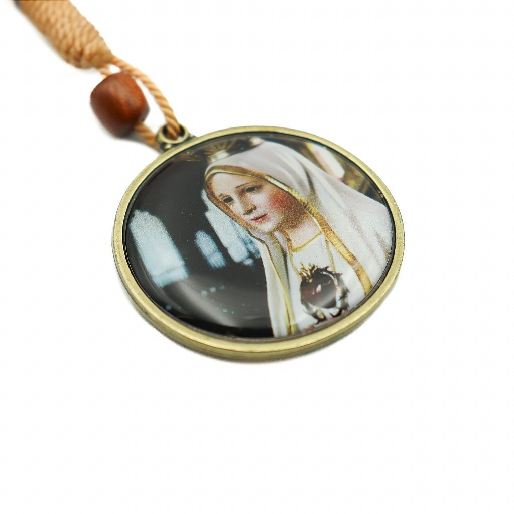 Chaveiro Redondo Mosquetão e Argola Nossa senhora de Fátima