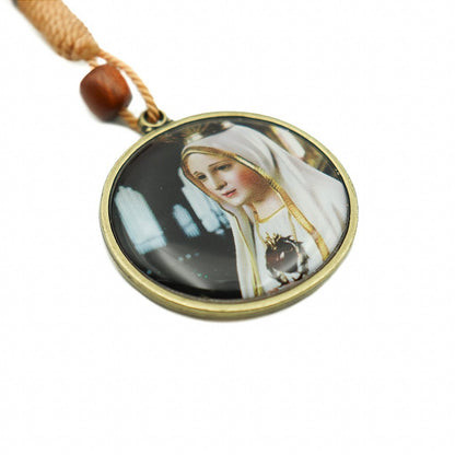 Chaveiro Redondo Mosquetão e Argola Nossa senhora de Fátima