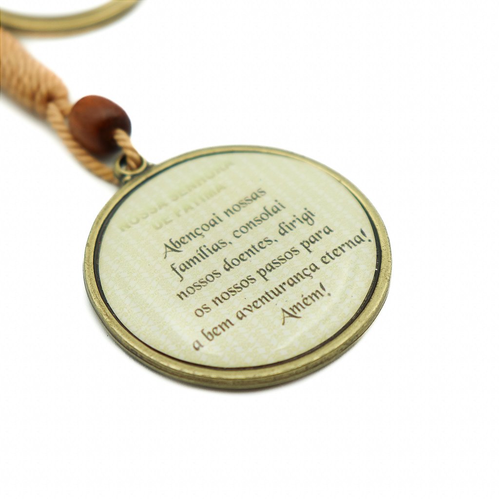 Chaveiro Redondo Mosquetão e Argola Nossa senhora de Fátima