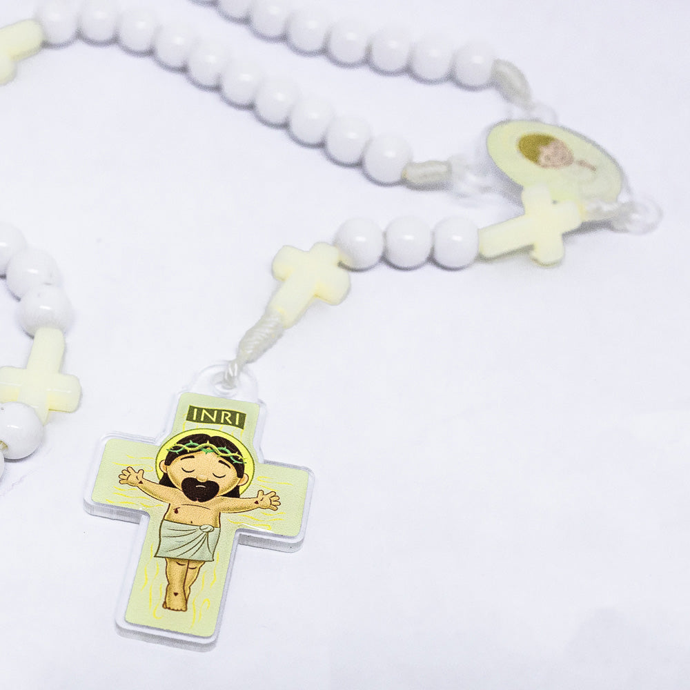 Terço Infantil Com Caixa Acrilica - Anjo Branco