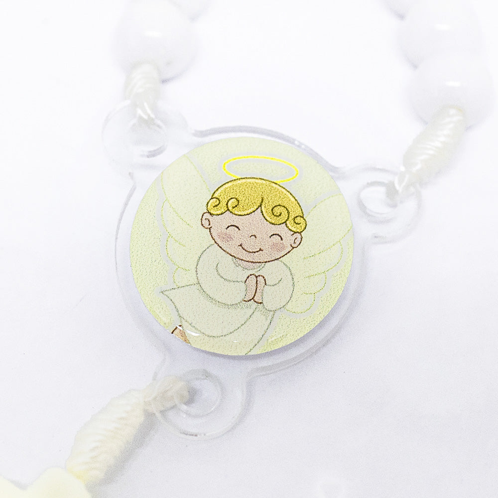 Terço Infantil Com Caixa Acrilica - Anjo Branco