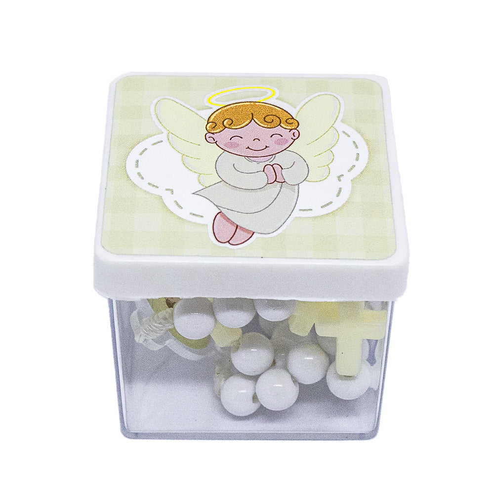 Terço Infantil Com Caixa Acrilica - Anjo Branco