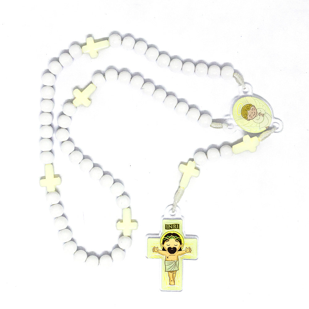 Terço Infantil Com Caixa Acrilica - Anjo Branco