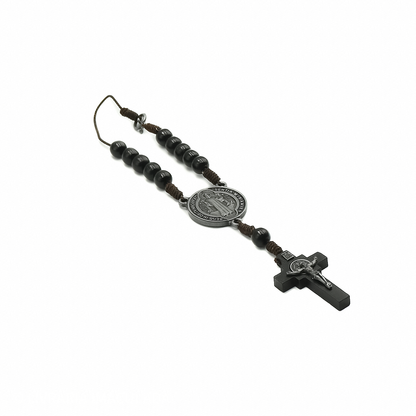 Adorno de Carro Dezena de São Bento Preta  Medalha Ônix