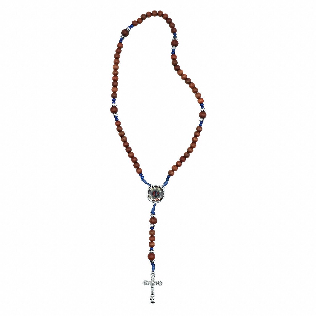 Terço madeira cor canela cordão 8mm São Miguel