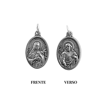 Medalha Santa Teresinha e Sagrado Coração de Jesus - Italiana