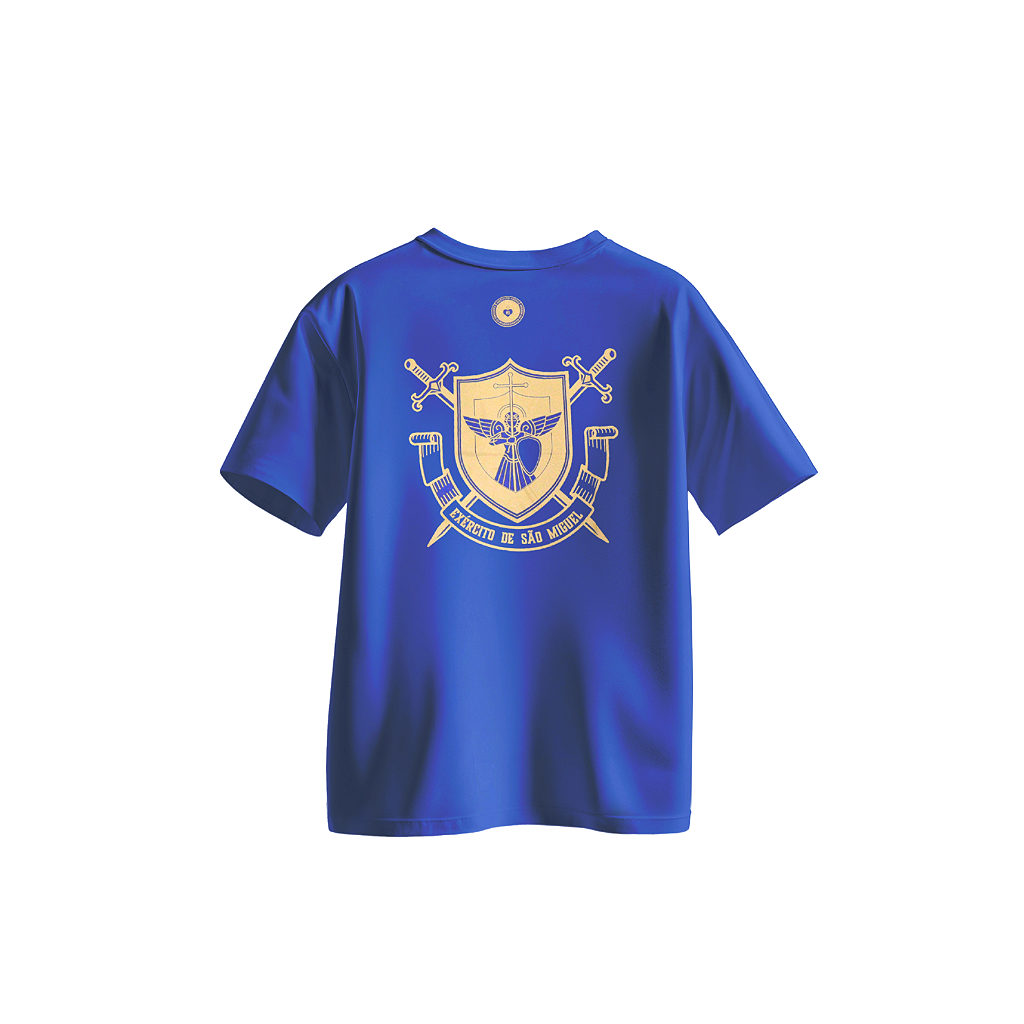 Camiseta de São Miguel Arcanjo Azul com oração - Infantil