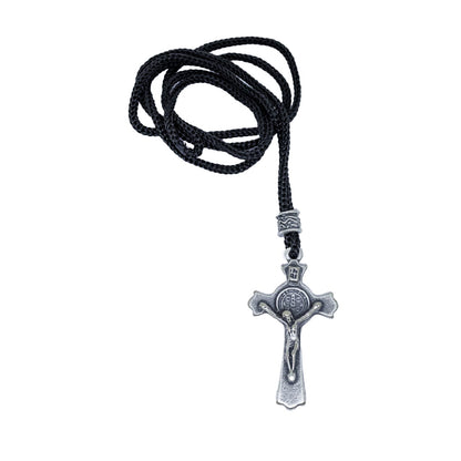 Cordão Com Cruz Metal - Prata Velha