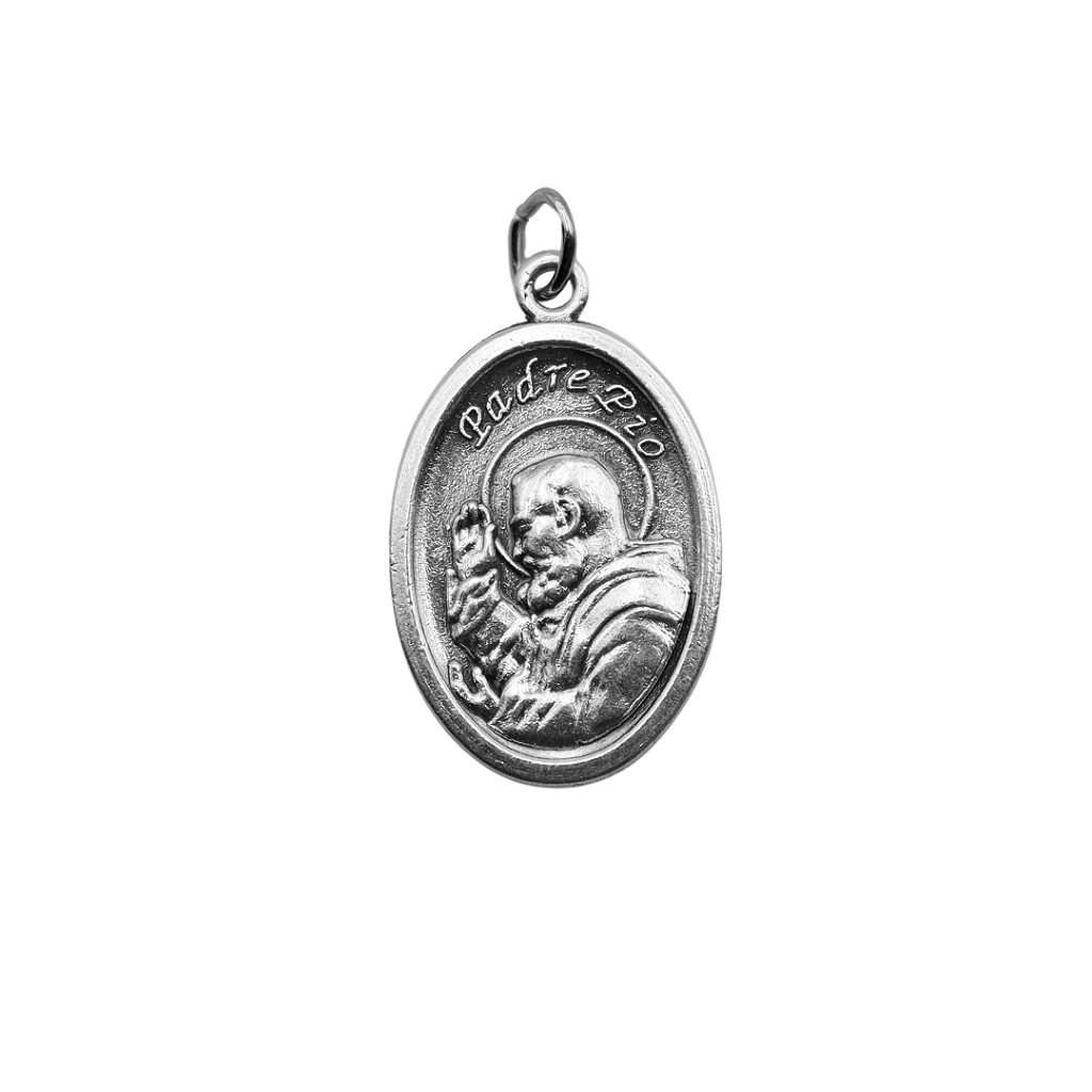 Medalha São Pe. Pio e Maria Santíssima della Libera de Pietrelcina - Italiana