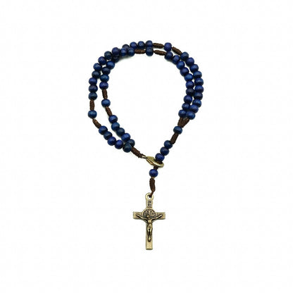 Pulseira Terço Acampamento Madeira 4mm Azul