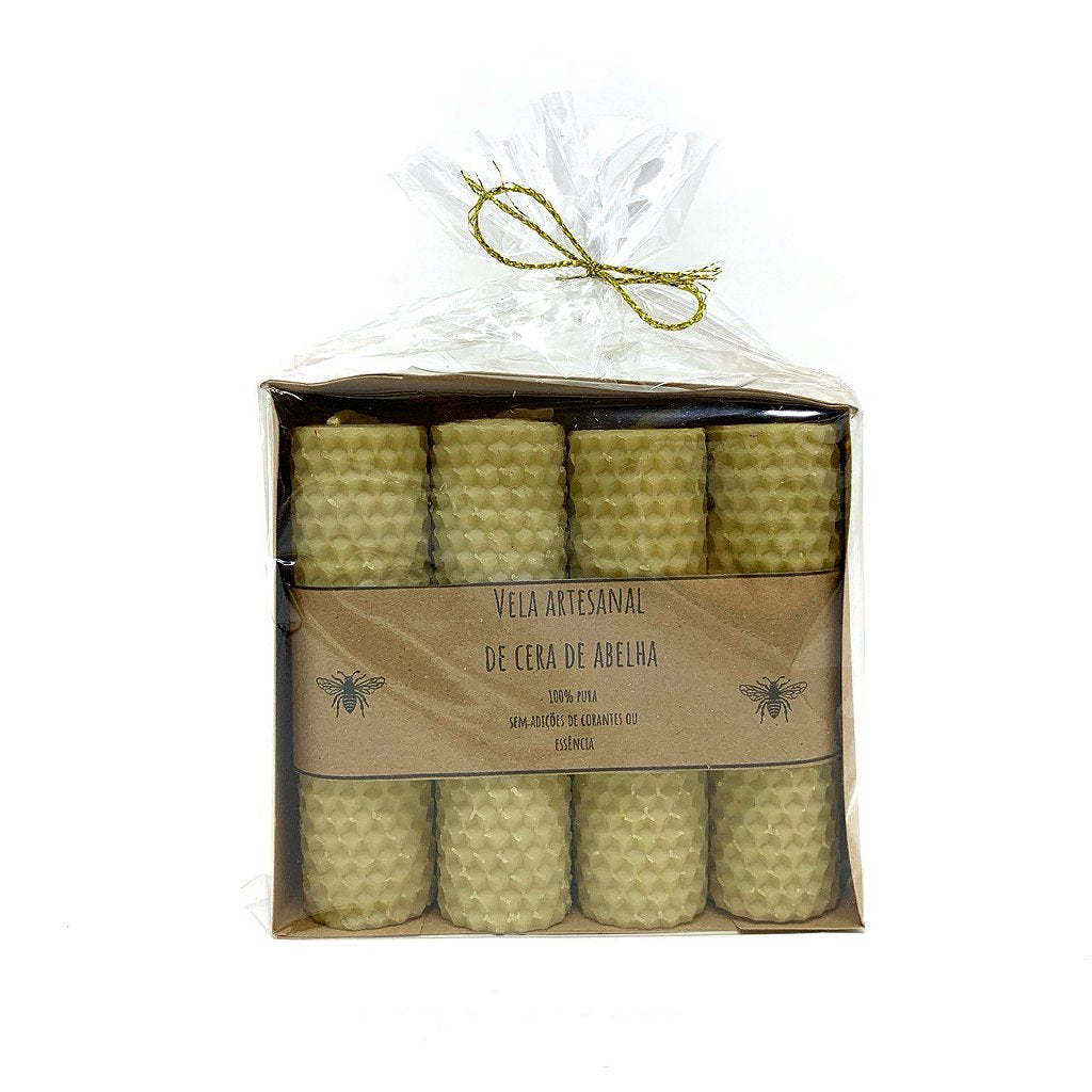 Kit 04 Vela de Cera de Abelha 10 cm Alveolada