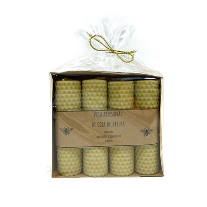 Kit 04 Vela de Cera de Abelha 10 cm Alveolada